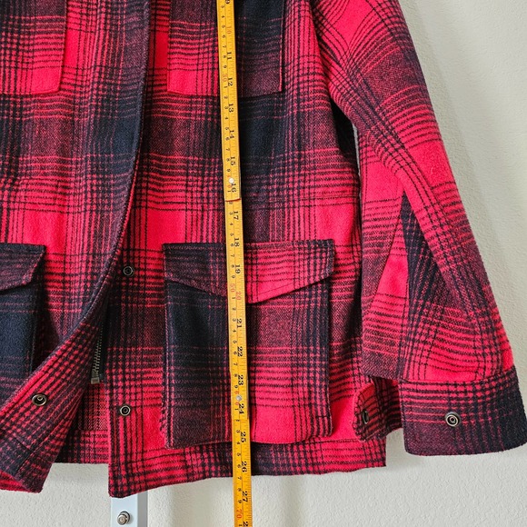 LEVI'S Women's Red & Black Plaid Wool Blend Zipper and Snap Button Jacket Sz S - Picture 13 of 16